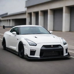 The same Nissan GTR R35, but now adorned with a sleek, aggressive body kit that accentuates its racing pedigree and enhances its aerodynamic performance.