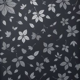 A dark gray colored page filled with intricate designs of various tree leaves throughout the surface