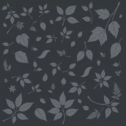 A dark gray colored page filled with intricate designs of various tree leaves throughout the surface