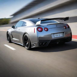 The already impressive Nissan GTR R35, now sporting a new high-performance exhaust system that suggests a powerful and throaty roar.