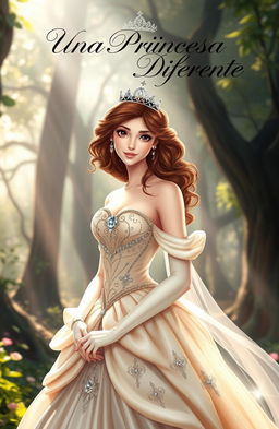 A beautiful princess wearing a sparkling crown, standing confidently with a graceful pose