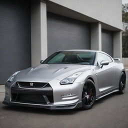 The already impressive Nissan GTR R35, now sporting a new high-performance exhaust system that suggests a powerful and throaty roar.