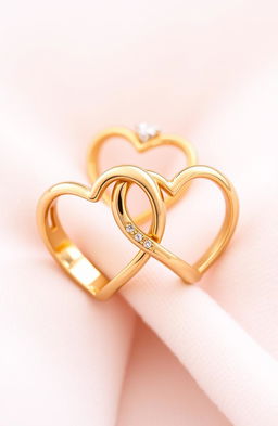 Intertwined gold rings shaped like hearts, showcasing elegant and intricate designs