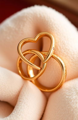 Intertwined gold rings shaped like hearts, showcasing elegant and intricate designs