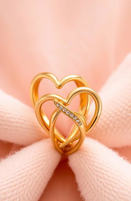 Intertwined gold rings shaped like hearts, showcasing elegant and intricate designs