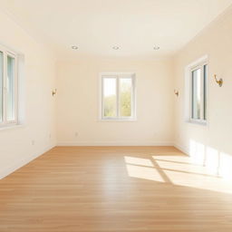 An empty and unfurnished room designed for young people, showcasing a minimalist aesthetic