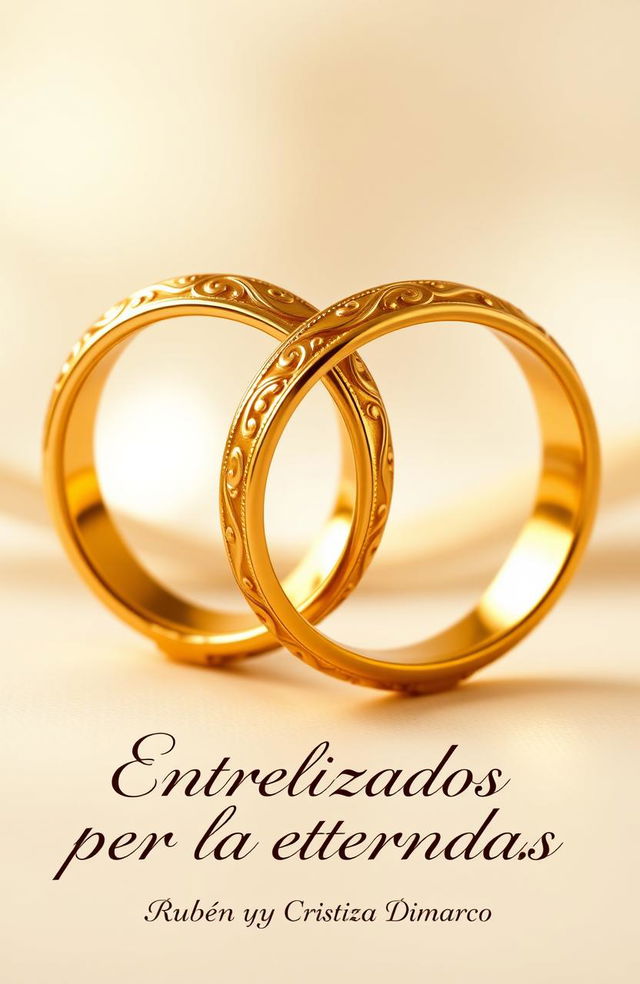 Two intertwined gold rings in the shape of a heart, symbolizing love and unity