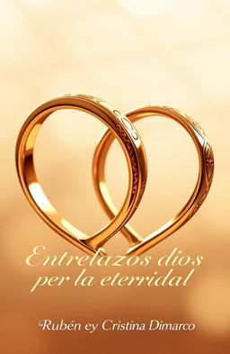 Two intertwined gold rings in the shape of a heart, symbolizing love and unity