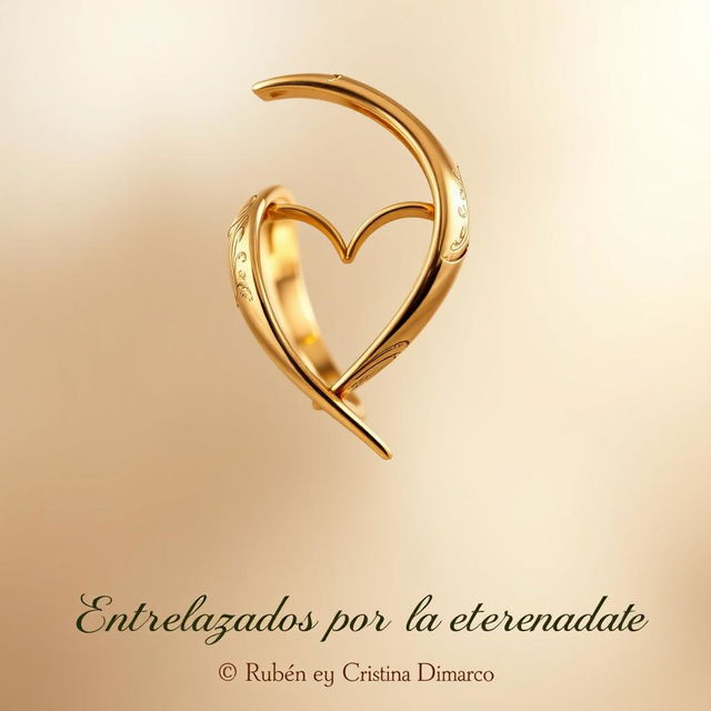 Two intertwined gold rings in the shape of a heart, beautifully crafted to signify an everlasting bond