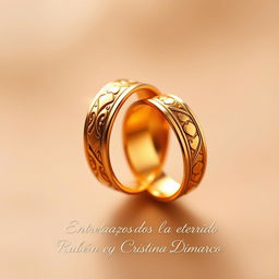 Two intertwined gold rings in the shape of a heart, beautifully crafted to signify an everlasting bond