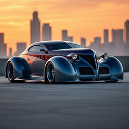 A stunning supercar that blends the classic design of a 1939 Chevrolet Coupe with modern widebody elements and oversized tires