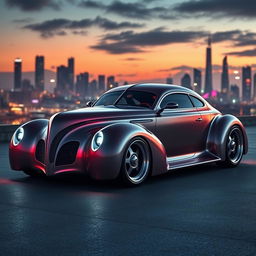 An imaginative supercar design that fuses the classic 1939 Chevrolet Coupe with the futuristic 2025 Mercedes-Benz Vision Duet Concept