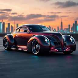 An imaginative supercar design that fuses the classic 1939 Chevrolet Coupe with the futuristic 2025 Mercedes-Benz Vision Duet Concept