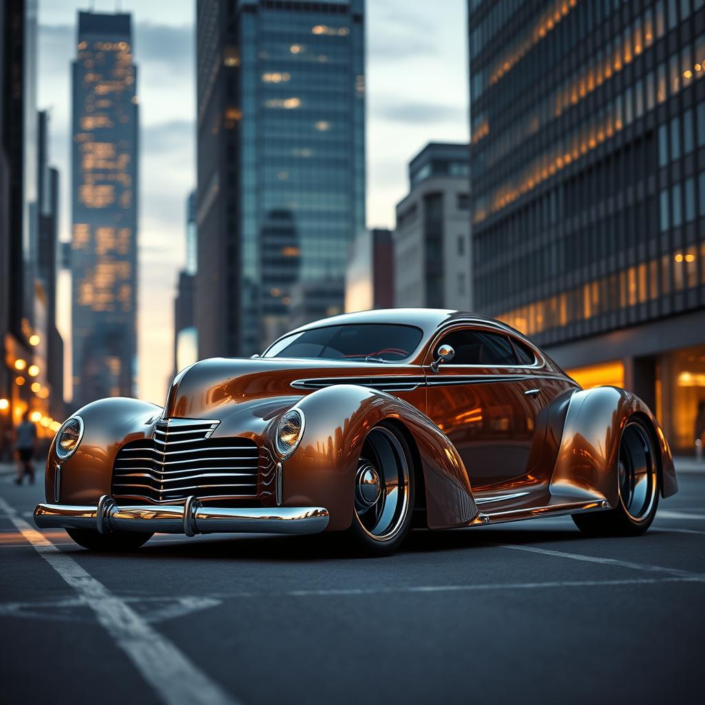 An awe-inspiring supercar design that fuses the classic aesthetic of a 1939 Chevrolet Coupe with the innovative features of the 2025 Mercedes-Benz Vision Duet Concept