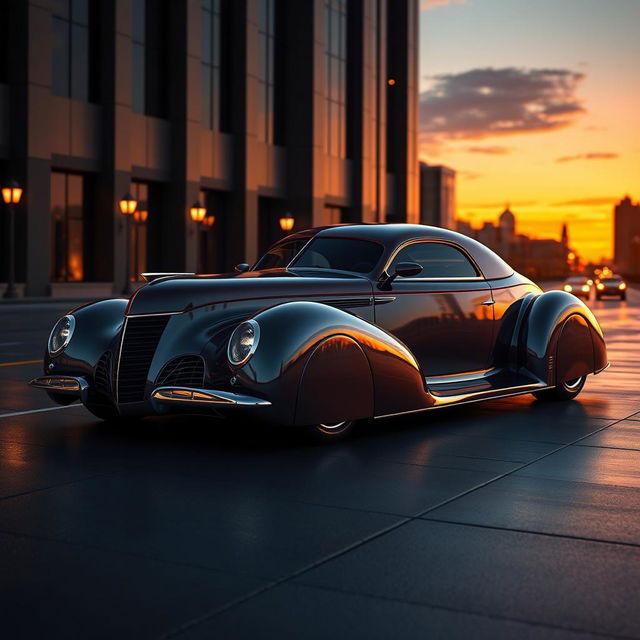 A breathtaking supercar design that seamlessly fuses the classic 1939 Chevrolet Coupe with the luxurious Cadillac Opulent Velocity Concept