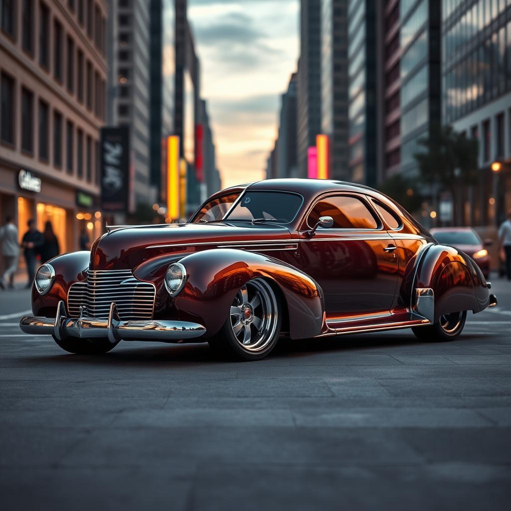 An exquisite supercar design that merges the classic 1939 Chevrolet Coupe with the luxurious elements of a Cadillac Concept