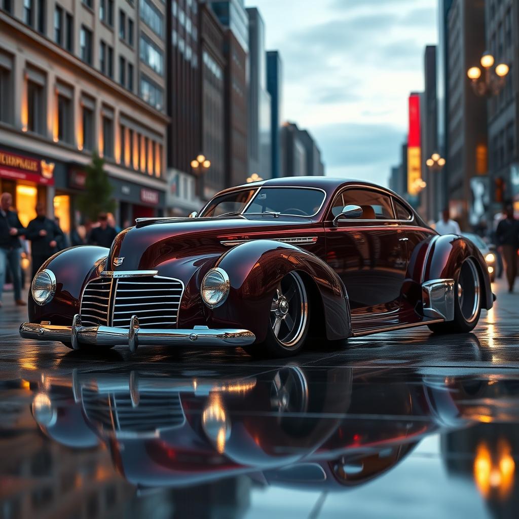 An exquisite supercar design that merges the classic 1939 Chevrolet Coupe with the luxurious elements of a Cadillac Concept