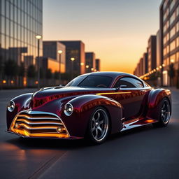 A stunning supercar design that perfectly fuses the classic 1939 Chevrolet Coupe with the innovative 2025 Cadillac Lumistiq