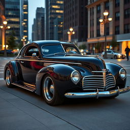 An exquisite supercar design that innovatively fuses the classic 1939 Chevrolet Coupe with the elegant features of the 2025 Cadillac Fleetwood Brougham concept car