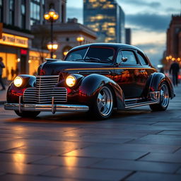 An exquisite supercar design that innovatively fuses the classic 1939 Chevrolet Coupe with the elegant features of the 2025 Cadillac Fleetwood Brougham concept car