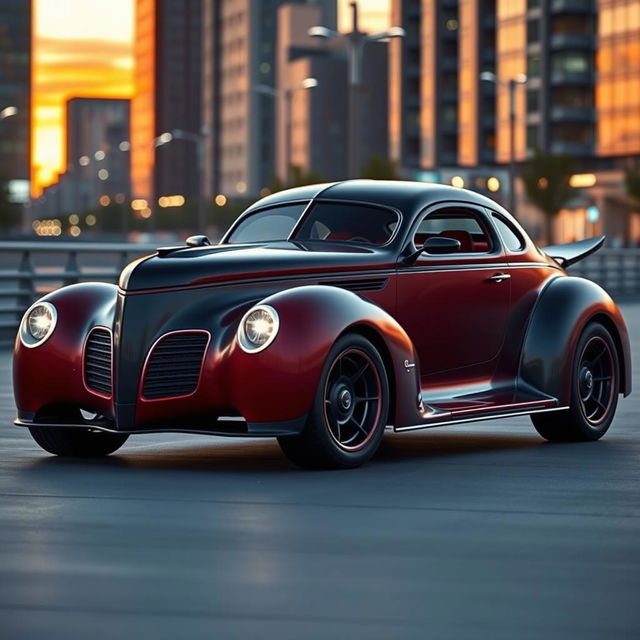 An extraordinary supercar design that creatively fuses the classic 1939 Chevrolet Coupe with the bold features of the 2025 Mercedes SUV concept car