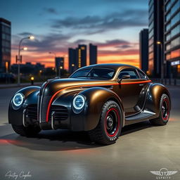 An extraordinary supercar design that creatively fuses the classic 1939 Chevrolet Coupe with the bold features of the 2025 Mercedes SUV concept car