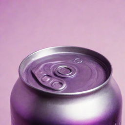 Close-up of the top of a soda can, reflecting a surreal mix of soft purple and vibrant pink lighting.