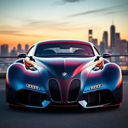 An exceptional supercar design that merges the vintage charm of a 1939 Chevrolet Coupe with the sleek, futuristic style of a modern BMW