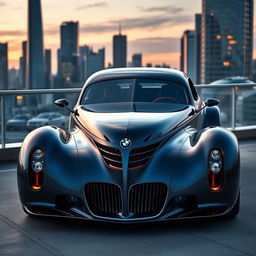 An exceptional supercar design that merges the vintage charm of a 1939 Chevrolet Coupe with the sleek, futuristic style of a modern BMW