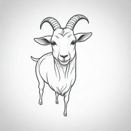 A simple and playful line art illustration of a goat, devoid of any background. The goat itself is left uncolored.