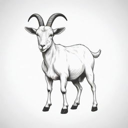 A simple and playful line art illustration of a goat, devoid of any background. The goat itself is left uncolored.