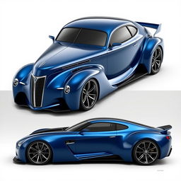 A striking supercar design that blends a 1939 Chevrolet Coupe widebody with elements of a futuristic BMW