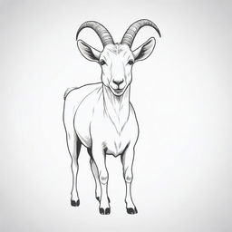 A simple and playful line art illustration of a goat, devoid of any background. The goat itself is left uncolored.