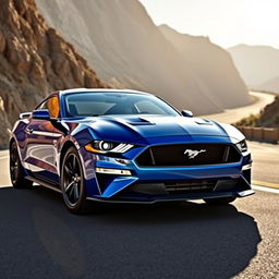 A striking 2023 Ford Mustang in Grabber Blue, showcasing its sporty and aggressive design