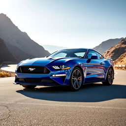 A striking 2023 Ford Mustang in Grabber Blue, showcasing its sporty and aggressive design