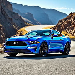 A striking 2023 Ford Mustang in Grabber Blue, showcasing its sporty and aggressive design