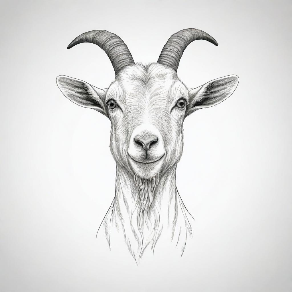 A simple and playful line art illustration of a goat, devoid of any background. The goat itself is left uncolored.