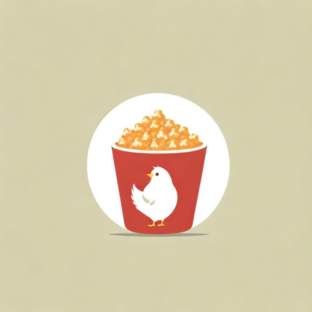 A vibrant logo featuring golden chicken popcorn overflowing from a red and white striped bucket, with stylized, appetizing text 'Chicken Popcorn'.