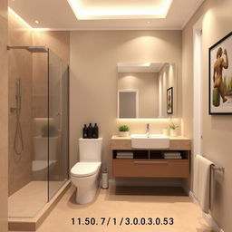 A beautifully designed bathroom measuring 1