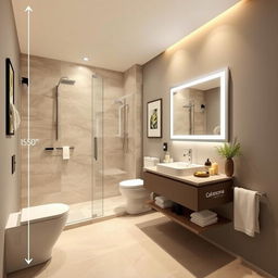 A beautifully designed bathroom measuring 1