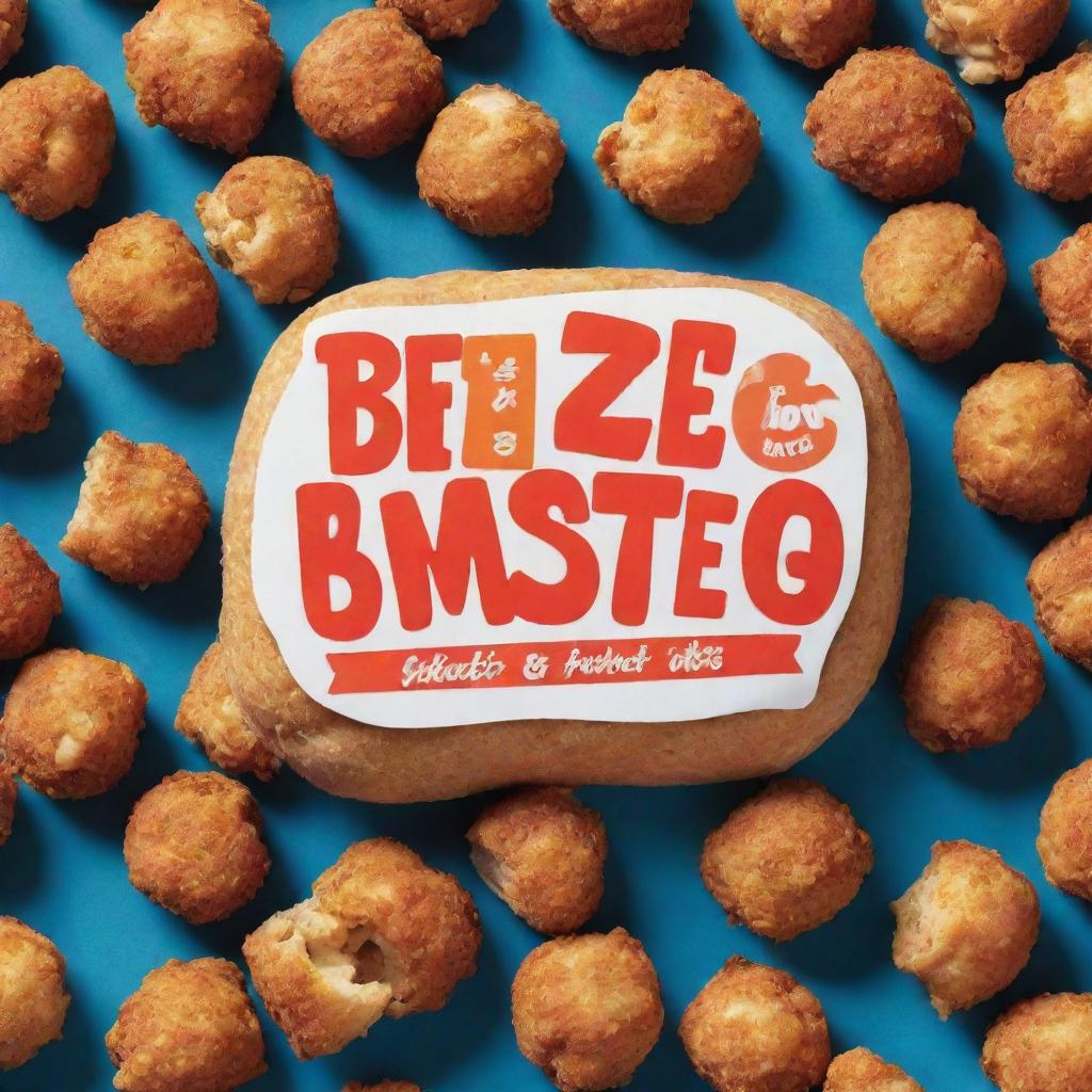 A vibrant and enticing image featuring mouth-watering chicken bites along with an engaging slogan 'Bite Size, Big Taste!' in bold, enticing typography.