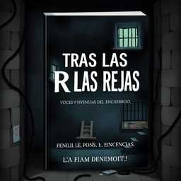 A book cover design for the title "TRAS LAS REJAS: VOCES Y VIVENCIAS DEL ENCIERRO"