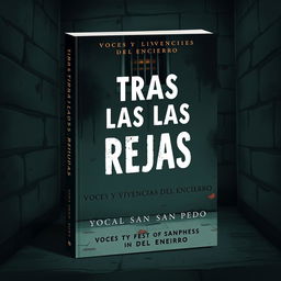 A book cover design for the title "TRAS LAS REJAS: VOCES Y VIVENCIAS DEL ENCIERRO"