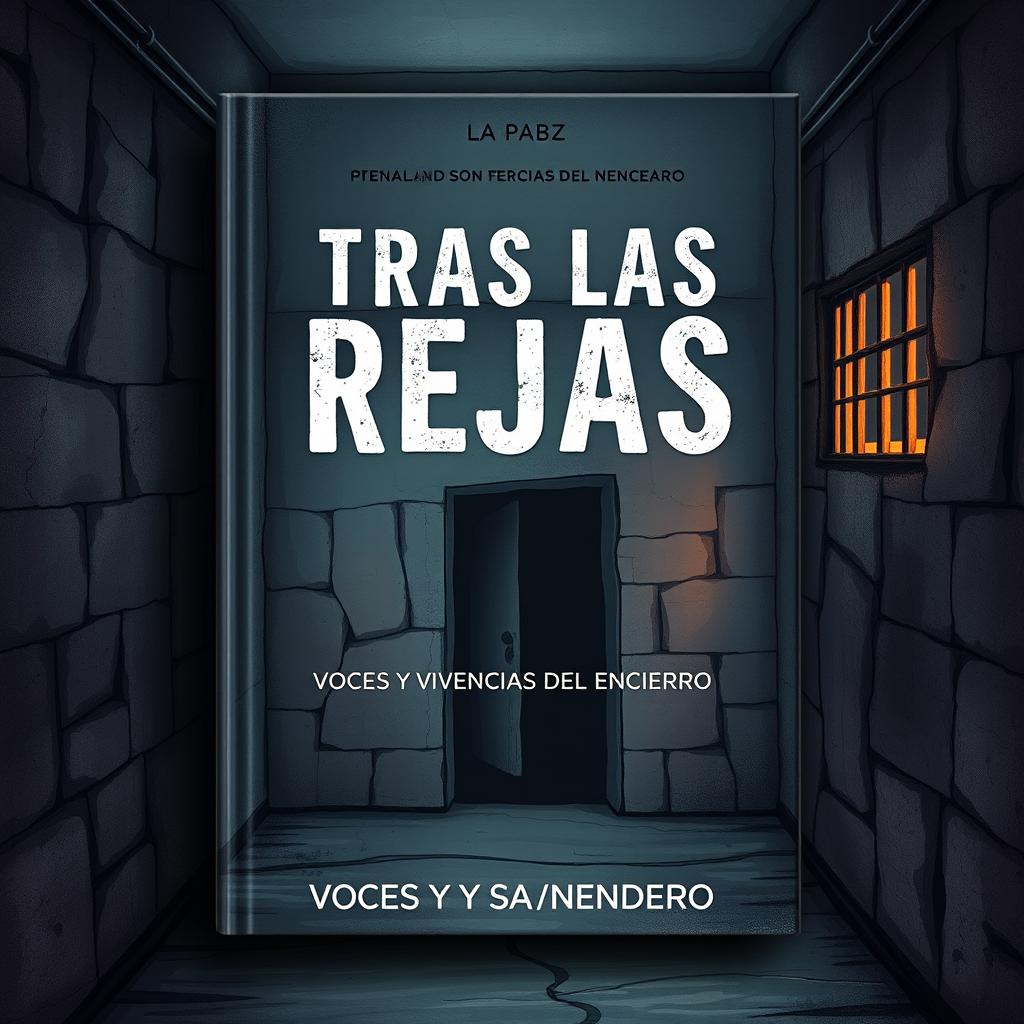 A book cover design for the title "TRAS LAS REJAS: VOCES Y VIVENCIAS DEL ENCIERRO"