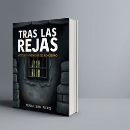 A book cover design for the title "TRAS LAS REJAS: VOCES Y VIVENCIAS DEL ENCIERRO"