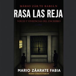 A compelling book cover for the title "TRAS LAS REJAS: VOCES Y VIVENCIAS DEL ENCIERRO" by author Mario Zárate Fabián