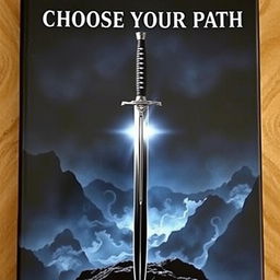 A novel cover featuring a katana-like sword standing upright at the center of the image