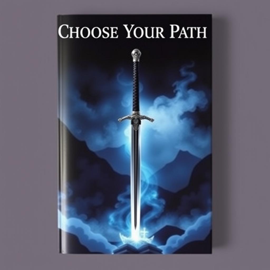 A novel cover featuring a katana-like sword standing upright at the center of the image