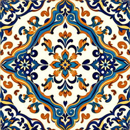 A traditional neo-Moresque faience motif, showcasing elegant patterns that blend traditional Moorish artistry with contemporary influences