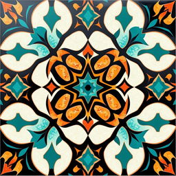 A modern neo-Moresque faience motif, blending contemporary design with traditional Moorish aesthetics